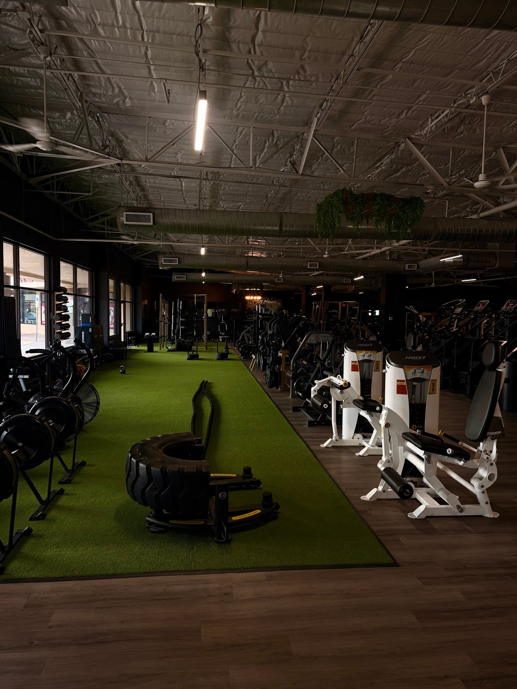 Turf lane with tire and sleds